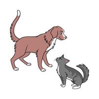 Nova Scotia Retriever and Manx Cat vector
