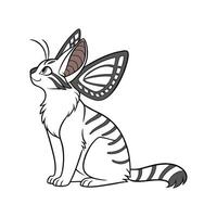 Charming Papillon with Manx Cat vector