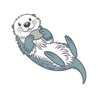 Sea Otter on White Background vector