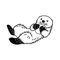 Majestic Sea Otter Snuggling with Pup vector