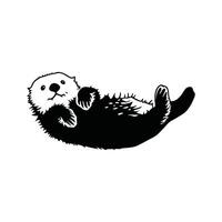 Charming Sea Otter Resting on Shore vector