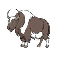 Distinct Yak Realistic Color Design with Outline vector