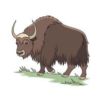 Unique Yak Realistic Illustration Design with Outline vector