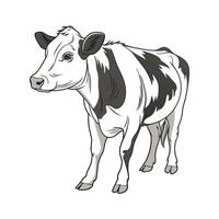 Charming Cow with Realistic Outline Illustration vector
