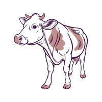 Stylish Cow in Vibrant Realistic Outline vector