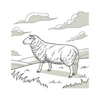 Captivating Dorset Sheep in Realistic Outline Art vector