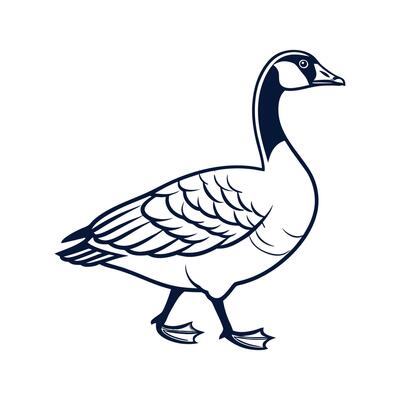 Stylish Goose in Bold Outline Realistic Colors