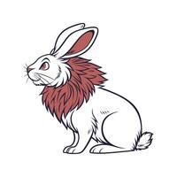 Charming Lionhead Rabbit Realistic Color Illustration Art vector