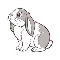 Cute Lop Rabbit Realistic Color Illustration with Outlines vector