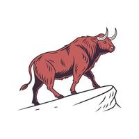 Charming Ox Realistic Color Illustration with Defined Outlines vector