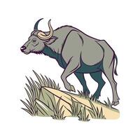 Creative Ox Realistic Color Illustration with Outlines vector
