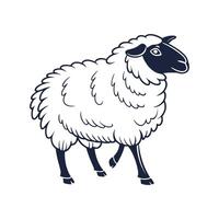 Bold Outline Sheep Illustration on Clean Background vector