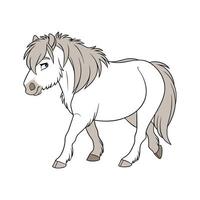 Charming Shetland Pony Realistic Color Illustration. vector