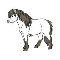 Dynamic Shetland Pony Realistic Color Illustration. vector