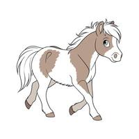 Vivid Shetland Pony Realistic Color Illustration vector