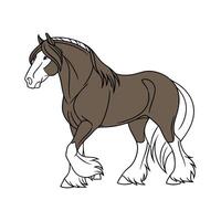 Realistic Shire Horse Color Illustration Design vector