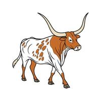 Unique Texas Longhorn Realistic Color Art vector