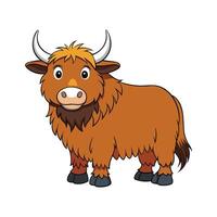 Distinct Yak Realistic Color Design Art. Cartoon Art Animal Illustration. vector