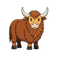Unique Yak Realistic Illustration Design with Outline. Cartoon Art Animal Illustration. vector