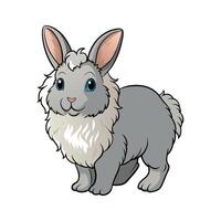 Stylish Angora Rabbit in Vibrant Realistic Colors. Cartoon Art Animal Illustration. vector
