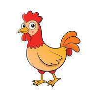 Elegant Realistic Outline of Chicken in Colors. Cartoon Art Animal Illustration. vector