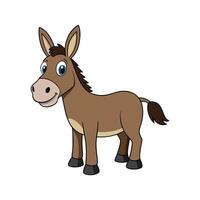 Charming Mule Realistic Color Illustration on White. Cartoon Art Animal Illustration. vector