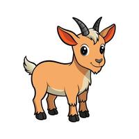 Distinct Nigerian Dwarf Goat Realistic Color Illustration. Cartoon Art Animal Illustration. vector