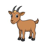 Beautiful Nubian Goat Realistic Color Illustration with Outlines. Cartoon Art Animal Illustration. vector