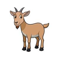 Distinctive Nubian Goat Realistic Color Illustration with Outline. Cartoon Art Animal Illustration. vector
