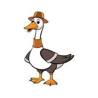 Charming Pilgrim Goose Realistic Color Illustration. Cartoon Art Animal Illustration. vector