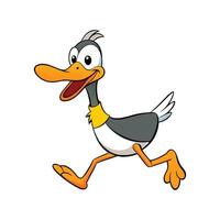 Dynamic Runner Duck Realistic Color Illustration. Cartoon Art Animal Illustration. vector