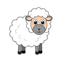 Engaging Sheep Realistic Color Illustration on White. Cartoon Art Animal Illustration. vector