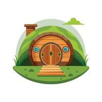 Illustration of Hobbit House on Hill vector