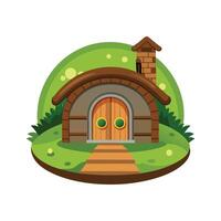 Hobbit House Design Built into Hill vector