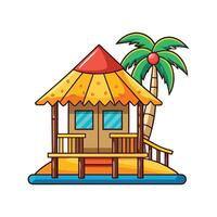 Beach Hut Design with Straw Roof vector