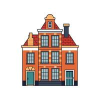 Dutch Canal House Design with Windows vector