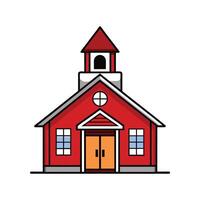 Unique Red Schoolhouse with Bell Tower vector