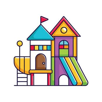 Unique Colorful Playhouse with Slide vector