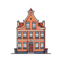 Unique Dutch Canal House with Windows vector