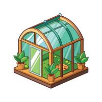 Cute Little Greenhouse with Curved Roof vector