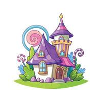 Whimsical Fairy Tale Cottage with Tower vector