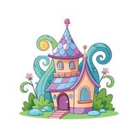 Unique Fairy Tale Cottage with Twisted Tower vector