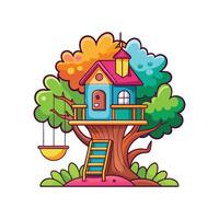 Funky Treehouse with Swinging Rope vector