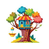 Illustration of Funky Treehouse with Rope vector