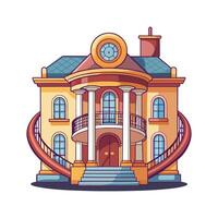 Charming Mansion with Spiral Staircase Design vector