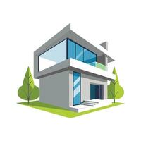Sleek Minimalist Concrete House Design vector