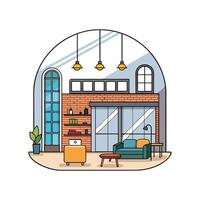 Unique Urban Loft Design with Large Windows vector