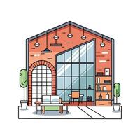 Modern Urban Loft with Large Windows Design vector