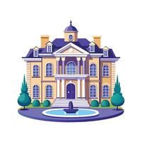 Luxurious Mansion with Stunning Fountain Design vector