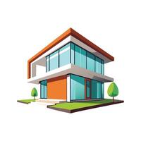 Stylish Large Window Minimalist House vector